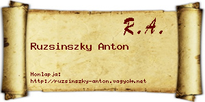 Ruzsinszky Anton névjegykártya